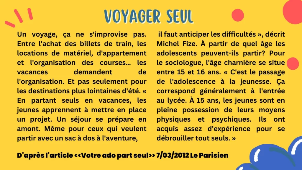Voyager seul