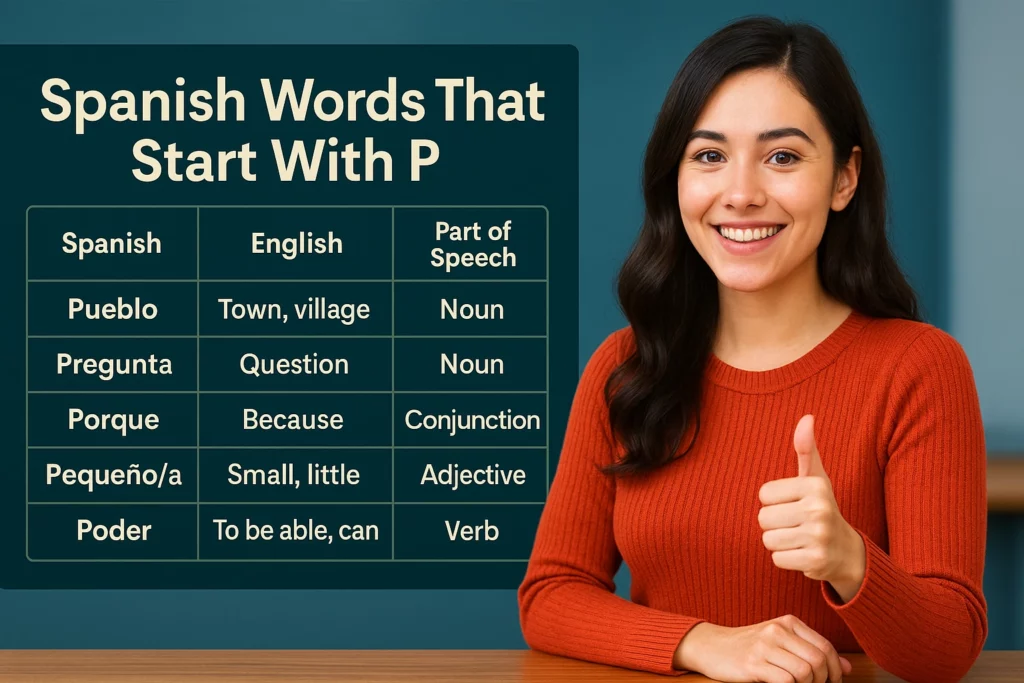 Comman Spanish Words That Start With P